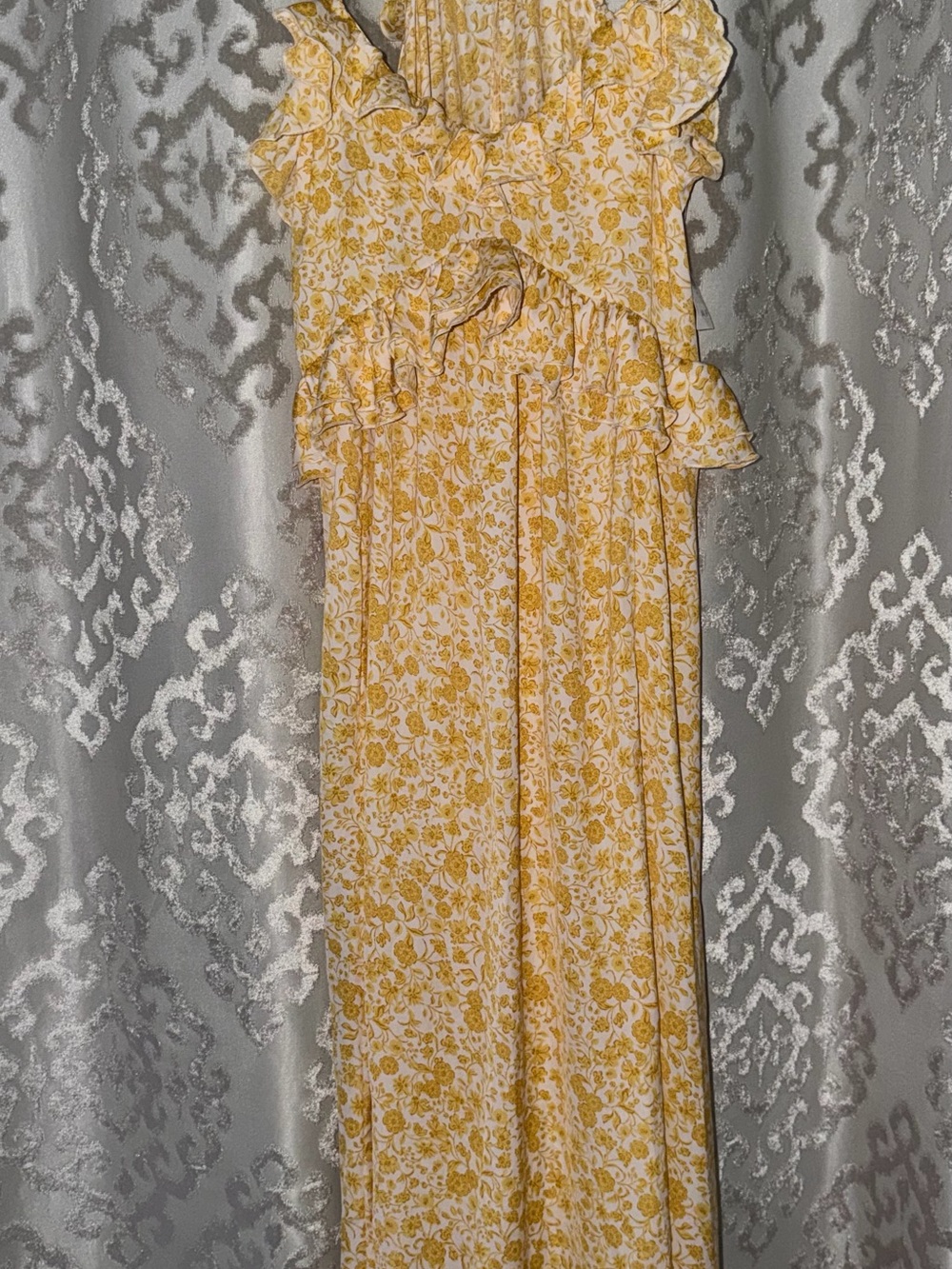 Yellow Floral Ruffle Maxi Old Navy Dress